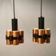 2 suspensions en métal noir et cuivre par Werner Schou pour Coronell Elektro, années 1960-1970