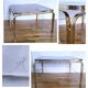 Coffee table glass smoked metal gilded Italian design 80s stamped
