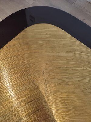 Brass coffee table engraved with blue stone by Agathe, 1987