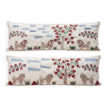 Set of 2 embroidered decorative cushion covers 46x137 cm