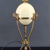 Neoclassical Lamp, Ostrich Egg & Bronze Animal Mount, c. 1900