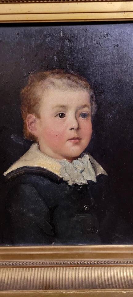 Huile sur panneau de bois, portrait d'enfant époque Empire