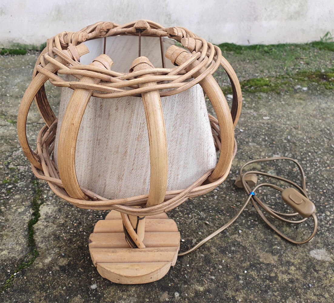 Table lamp, bamboo and rattan, vintage, 60