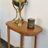 Oval side table with double top in wood - Art Deco style 1940s