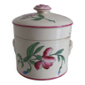 Pot avec  couvercle motifs roses Sarreguemines.