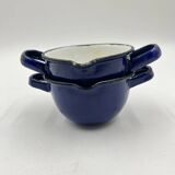 Enamelled metal fondue pot duo