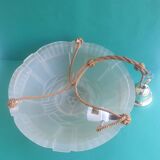 Pressed glass basin pendant light with Art Deco floral decoration Artistar France
