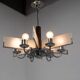 Six-Arm Art Deco Chandelier in Chrome and Sandblasted Glass, 1940s