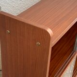 glass wall bookcase in vintage teak 1950
