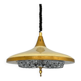 Retractable metal and  glass pull down pendant