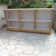 Raw wood craft furniture, pearl gray interior.