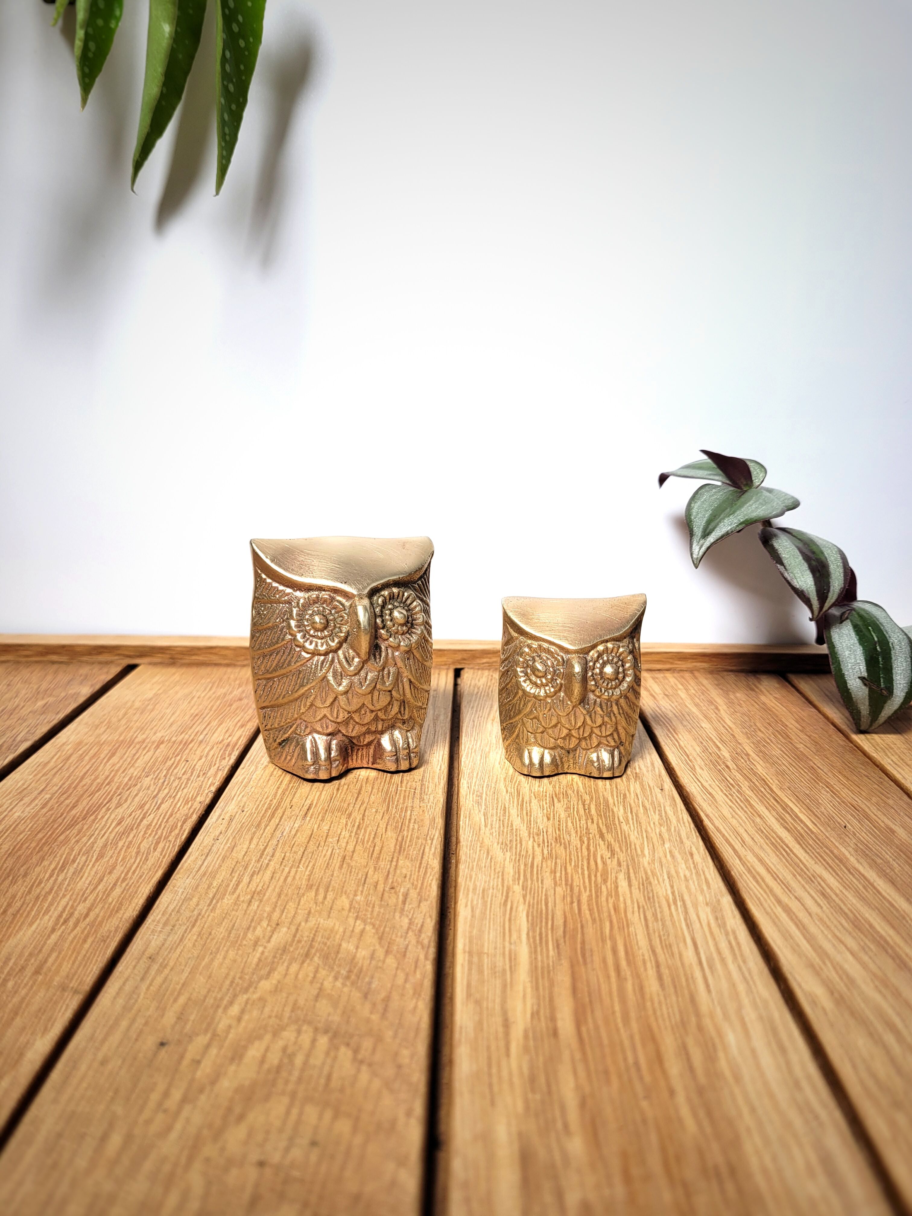 Pair brass owls