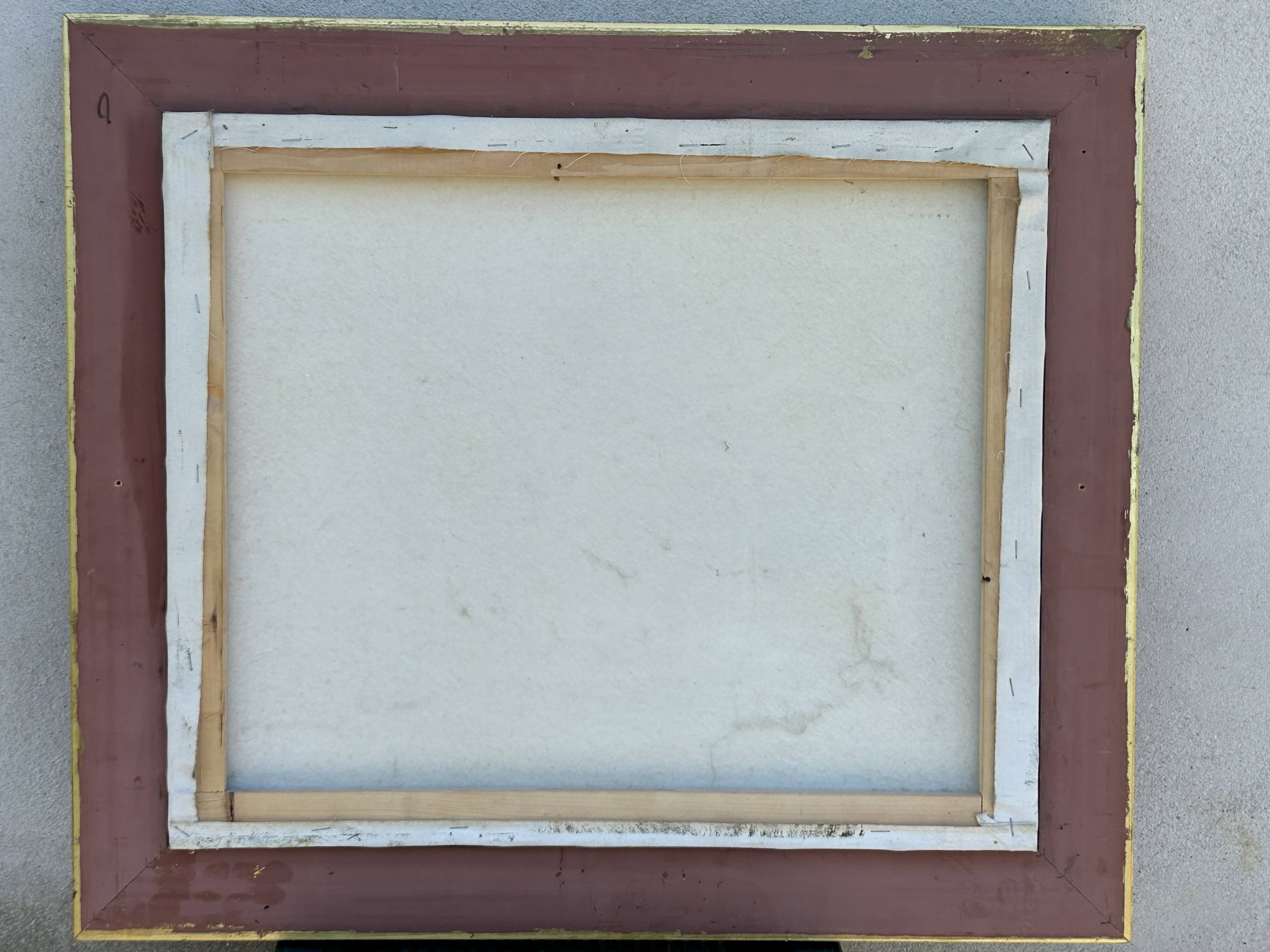 Oil on canvas, lakeside landscape, signature to be identified.