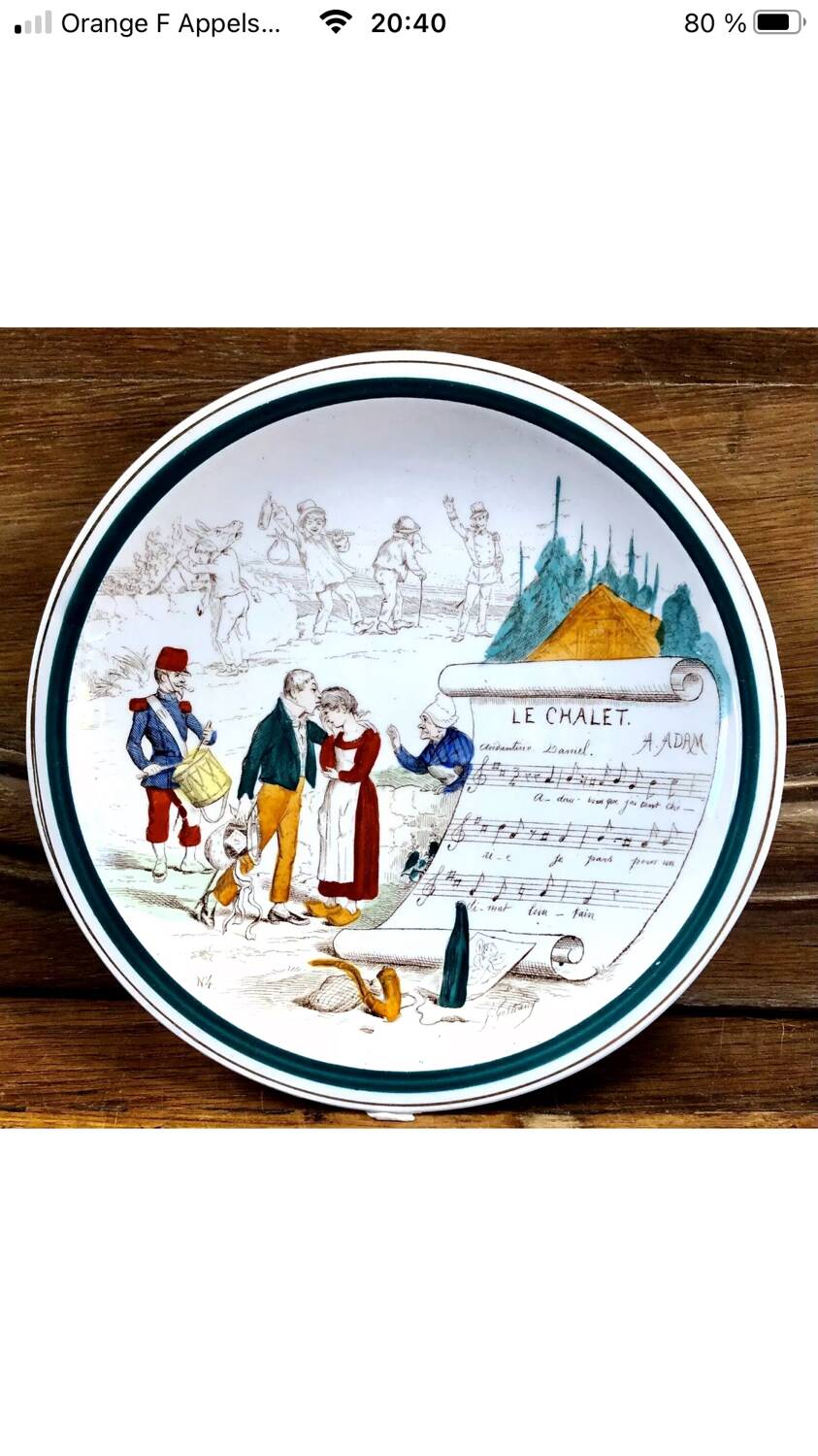 7 anciennes assiettes à dessert Creil et Montereau Terre de fer