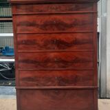 Flamed mahogany chest of drawers with 6 drawers