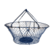 Old foldable blue metal basket, vintage handles