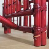 Red bamboo table by Arturo Pozzoli, 1980s, set of 7