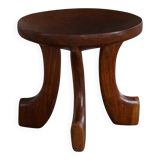 Oromo stool from mid-20th century Africa, hand-carved wood, tribal style.