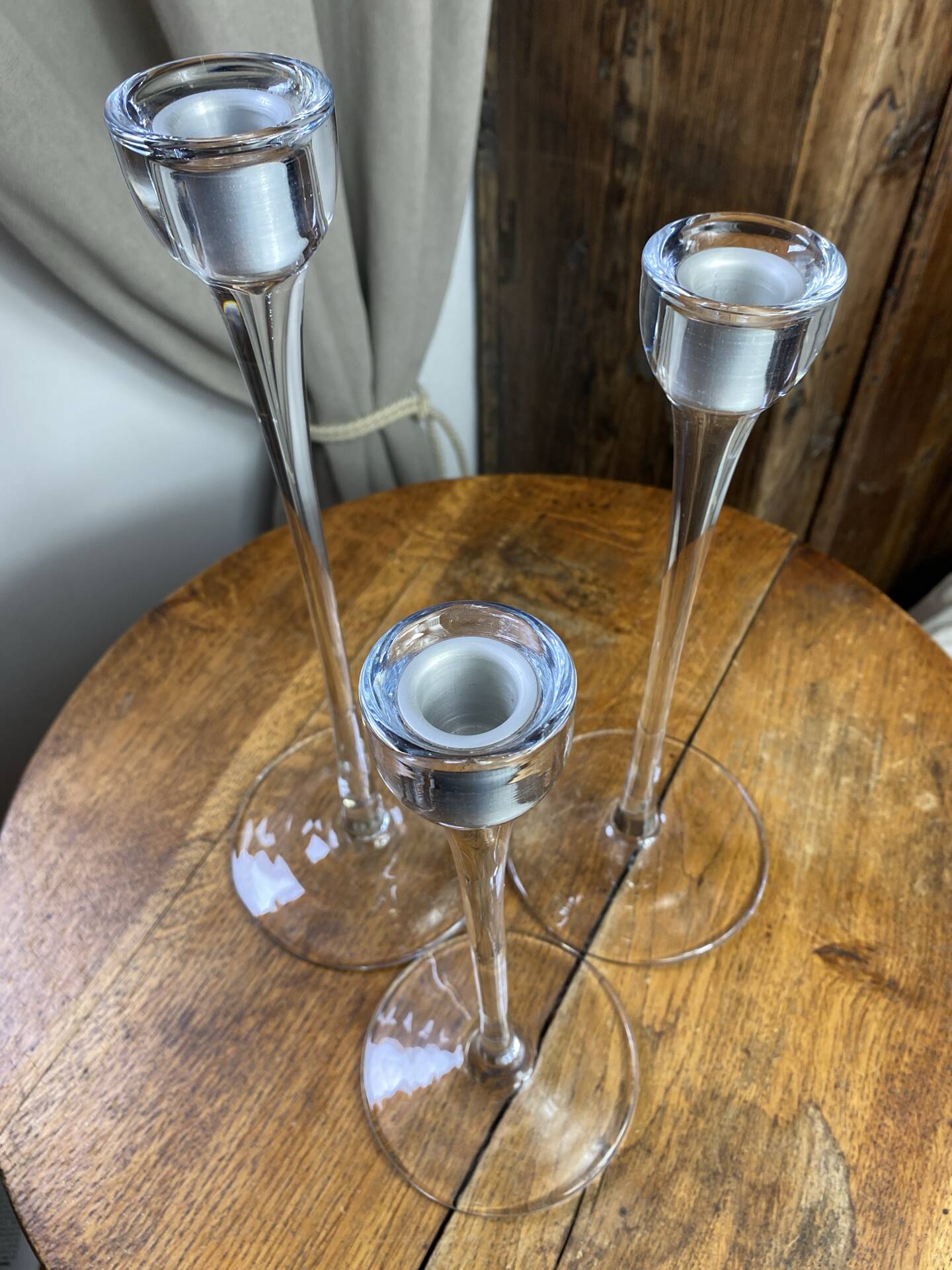 Set of three glass candle holders, Blomster, 1990