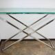 1990s-style Modern console table, chrome and glass, 120 cm