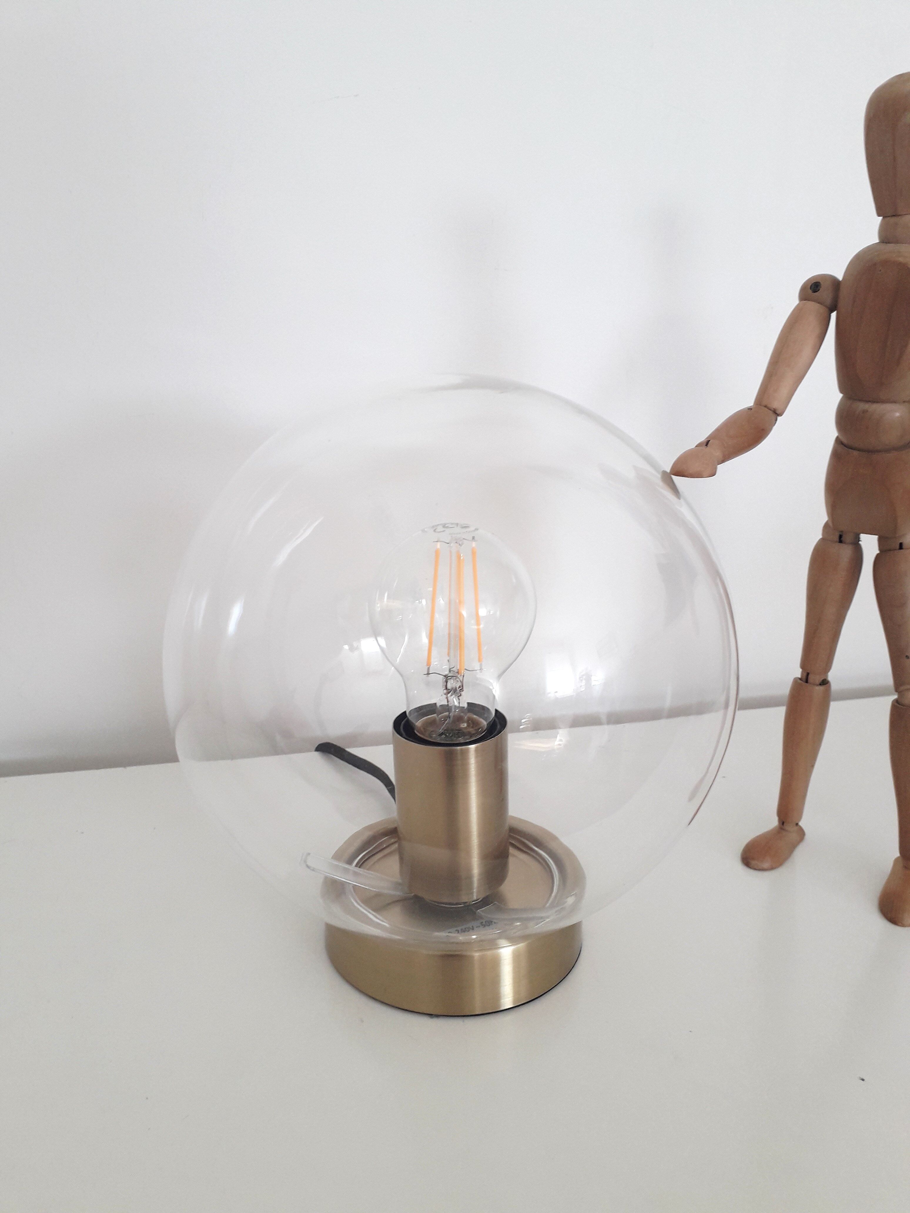 Vintage table lamp globe glass ball - 1990