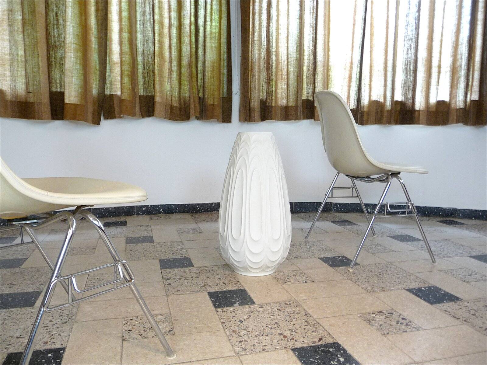 Large porcelain floor vase with relief by H&C Heinrich, West-Germany 1960s