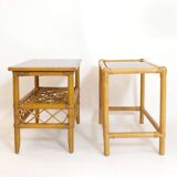 Pair of rattan end tables from the 60s and 70s.