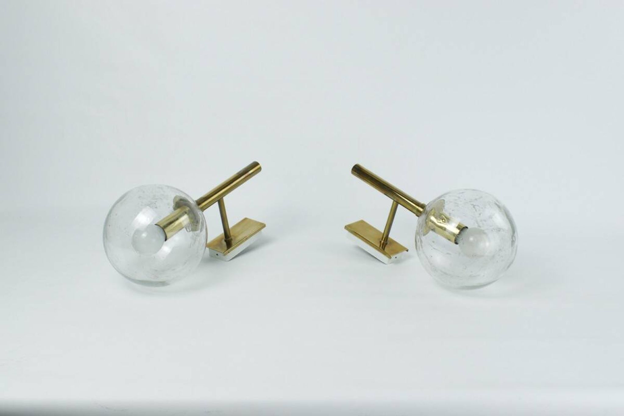 Vintage brass and glass wall lights, 1960s Doria Leuchten