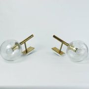 Vintage brass and glass wall lights, 1960s Doria Leuchten