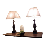 Pair of black baluster lamps