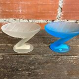 Set of 6 zig zag design ice cream bowls la rochere frosted glass france