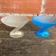 Set of 6 zig zag design ice cream bowls la rochere frosted glass france