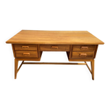 Bureau en bois blond années 1960