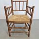 Mid-Century Arts and Craft Oak Bobbin Chair with Rush Seat, 1930s