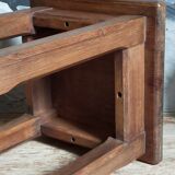 Stool in solid wood waxed oak rustic