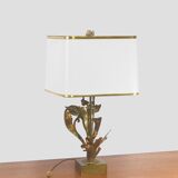 Lamp foot in gilded bronze with foliage 1970