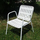 4 vintage white garden chairs in rilsan and plastic