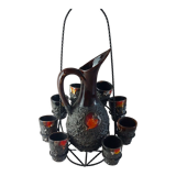 Liquor service in ceramic of Vallauris Fat Lava