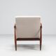 Sculptural Danish lounge chair in teak and fabric Denmark 1960