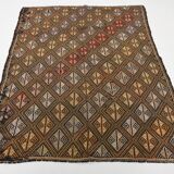 5x7 Brown Color Kilim Rug, Orientel Turkish Kilim, 153x202Cm