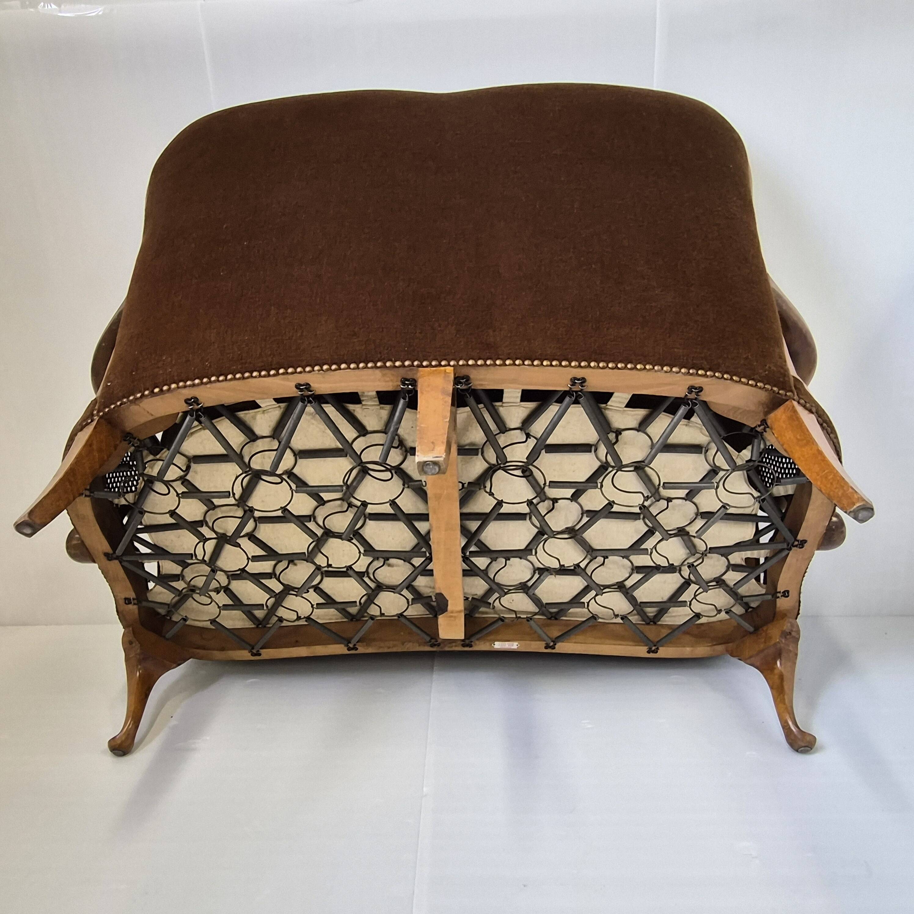 1950s vintage canapé in caning and velvet