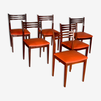 Suite de 6 chaises scandinaves années 70