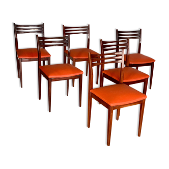 Suite of 6 Scandinavian chairs 70s