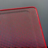 Rectangular tray in red metal mesh 1980