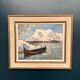 Original Swedish Oil on Panel – “Winter Harbor” by Knut Norman – Signed – Vintage & Framed