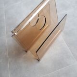Newspaper holder, Lucite, 70s