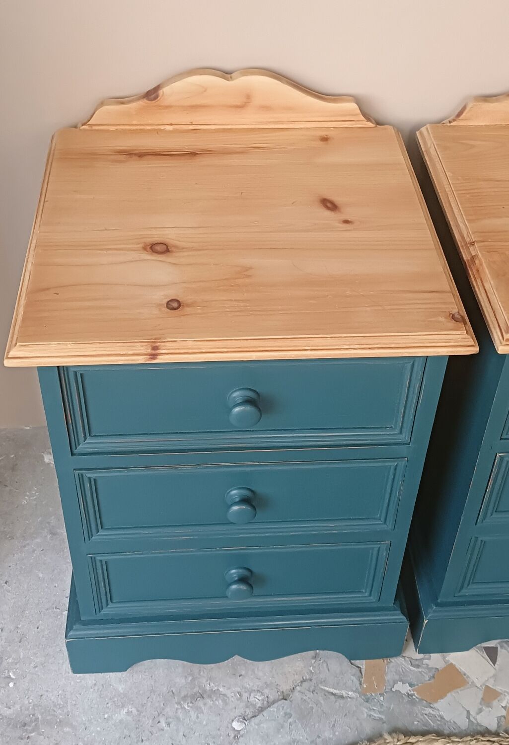 Pair of bedside tables revisited in blue
