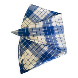 Nappe ronde en coton. Couleurs bleue et blanche