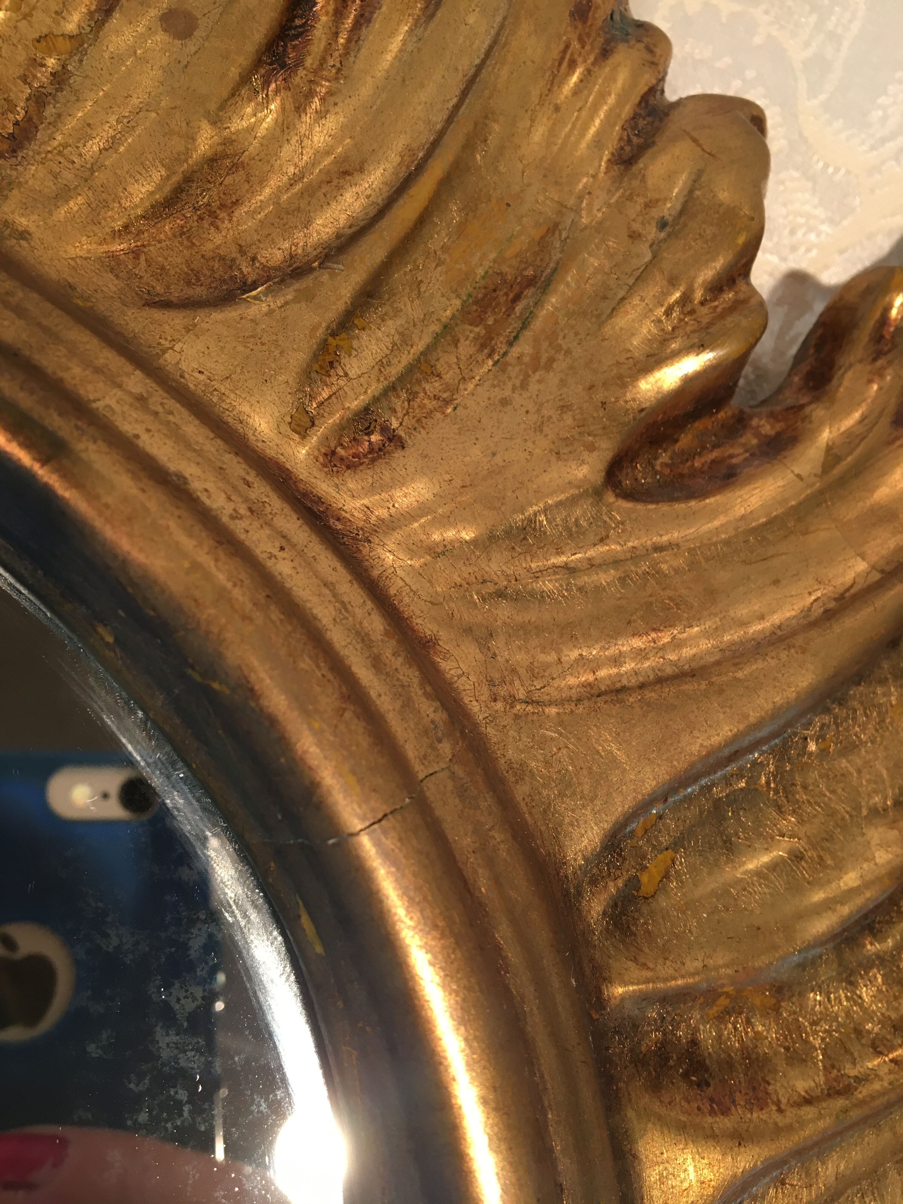 Golden wood sun mirror years 60