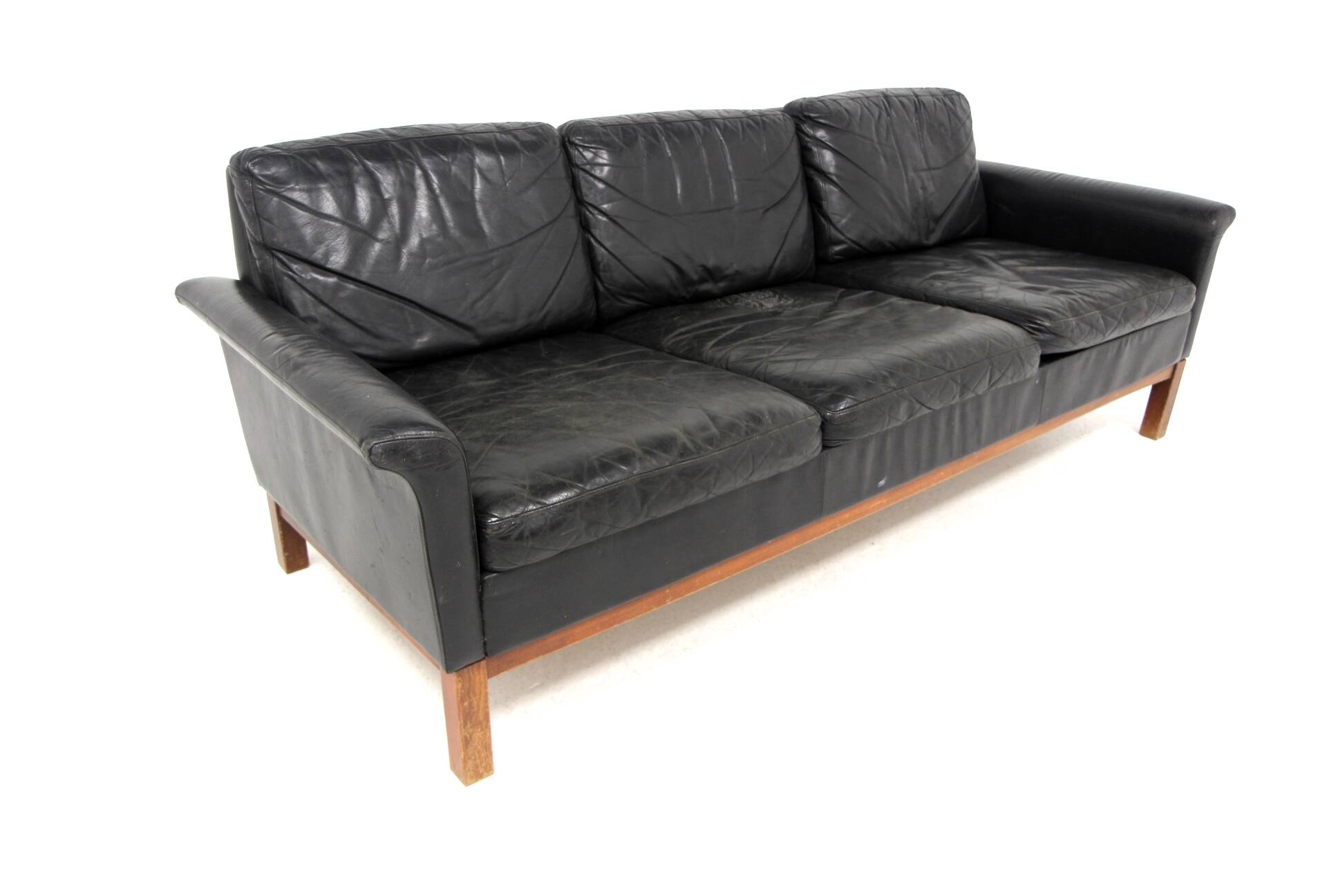 Scandinavian 3-seater leather sofa, Sweden, 1960s